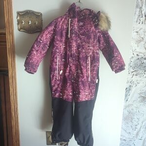Reima Purple and Black Snowsuit with Fur Trim 3-5 Years